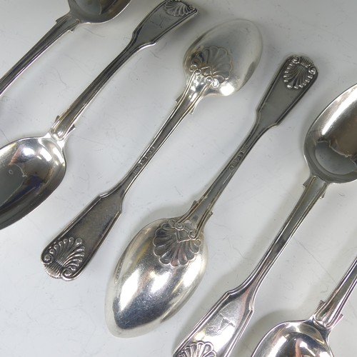 167 - A set of six Victorian silver Dessert Spoons, by Robert Williams & Sons, hallmarked Exeter 1851,... 