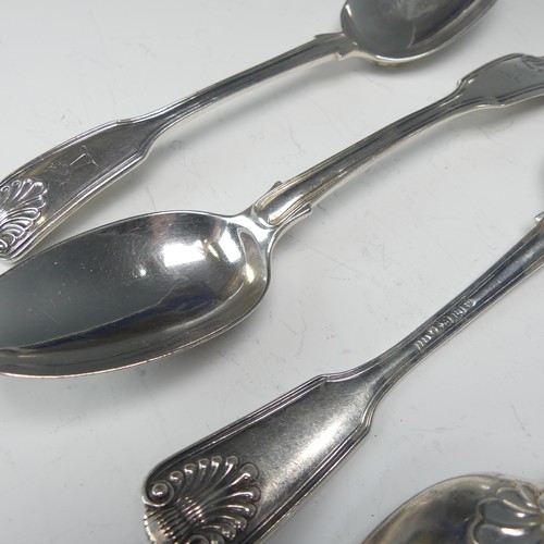 167 - A set of six Victorian silver Dessert Spoons, by Robert Williams & Sons, hallmarked Exeter 1851,... 