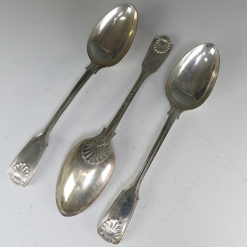 168 - A set of three Victorian silver Table Spoons, by Chawner & Co., hallmarked London, 1866, fiddle ... 