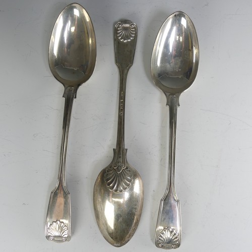 168 - A set of three Victorian silver Table Spoons, by Chawner & Co., hallmarked London, 1866, fiddle ... 