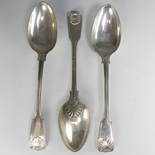 168 - A set of three Victorian silver Table Spoons, by Chawner & Co., hallmarked London, 1866, fiddle ... 