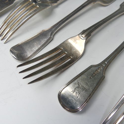 176 - A set of ten William IV silver Forks, by William Chawner II, hallmarked London, 1831, fiddle and thr... 