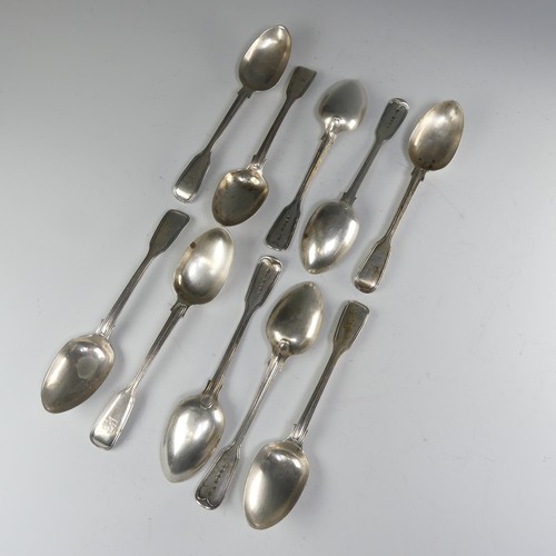 181 - A set of ten Victorian silver Dessert Spoons, by Chawner & Co., hallmarked London, 1855, fiddle ... 