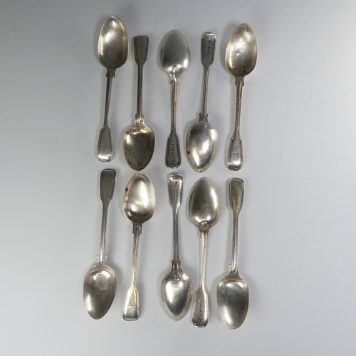 181 - A set of ten Victorian silver Dessert Spoons, by Chawner & Co., hallmarked London, 1855, fiddle ... 