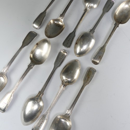 181 - A set of ten Victorian silver Dessert Spoons, by Chawner & Co., hallmarked London, 1855, fiddle ... 