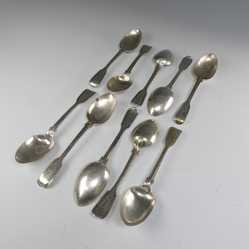 181 - A set of ten Victorian silver Dessert Spoons, by Chawner & Co., hallmarked London, 1855, fiddle ... 