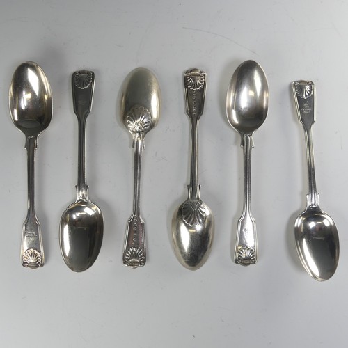 182 - A set of six Victorian silver Dessert Spoons, by Chawner & Co., hallmarked London 1881, fiddle t... 