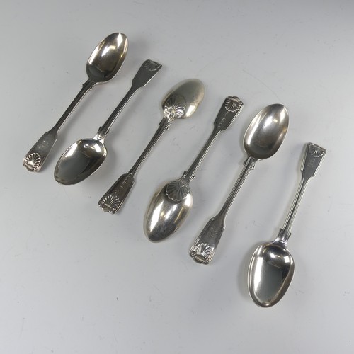 182 - A set of six Victorian silver Dessert Spoons, by Chawner & Co., hallmarked London 1881, fiddle t... 