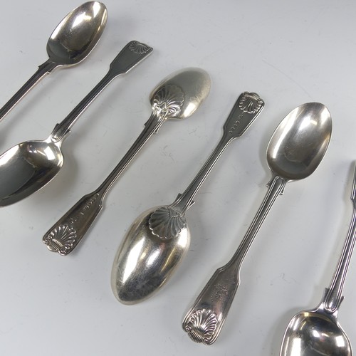 182 - A set of six Victorian silver Dessert Spoons, by Chawner & Co., hallmarked London 1881, fiddle t... 