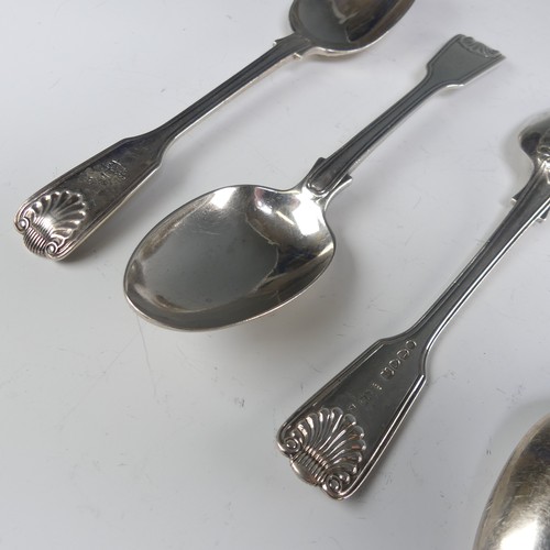 182 - A set of six Victorian silver Dessert Spoons, by Chawner & Co., hallmarked London 1881, fiddle t... 