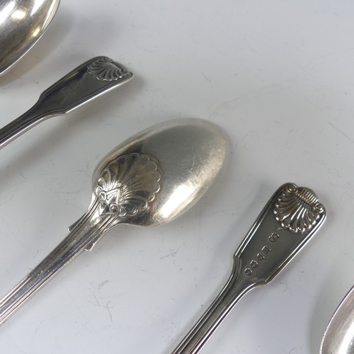 182 - A set of six Victorian silver Dessert Spoons, by Chawner & Co., hallmarked London 1881, fiddle t... 