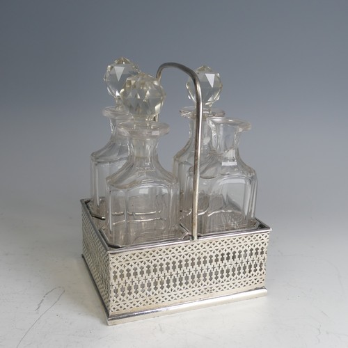 186 - A Victorian silver four bottle Cruet Stand, by Cartwright & Woodward, hallmarked Birmingham, 186... 