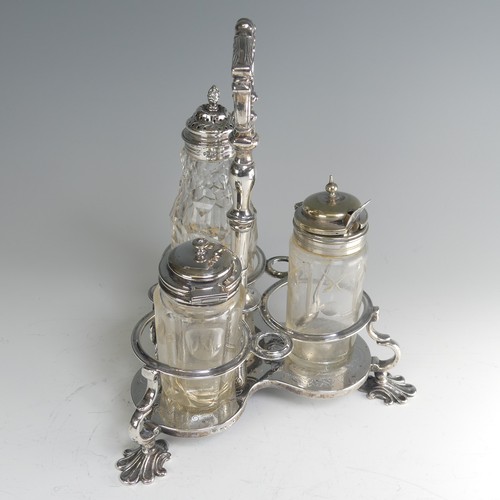 192 - An early Victorian silver three bottle Cruet Stand, by Joseph Angell I & John Angell I, hallmark... 