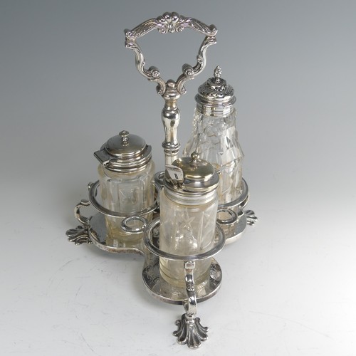 192 - An early Victorian silver three bottle Cruet Stand, by Joseph Angell I & John Angell I, hallmark... 