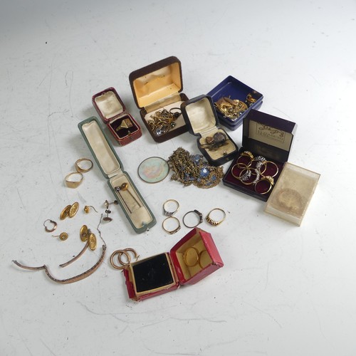 404 - A quantity of Jewellery and Costume Jewellery, including two 22ct gold bands 4.2g,v three 9ct gold s... 