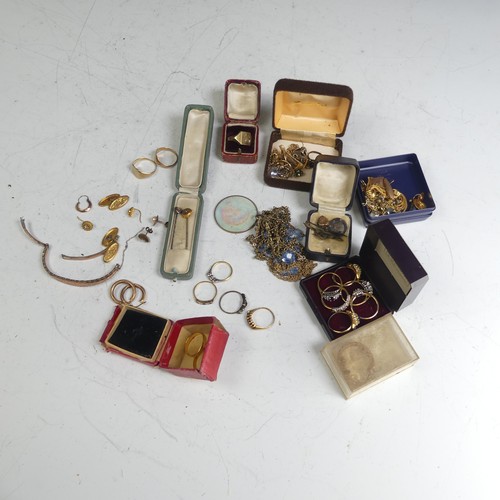 404 - A quantity of Jewellery and Costume Jewellery, including two 22ct gold bands 4.2g,v three 9ct gold s... 