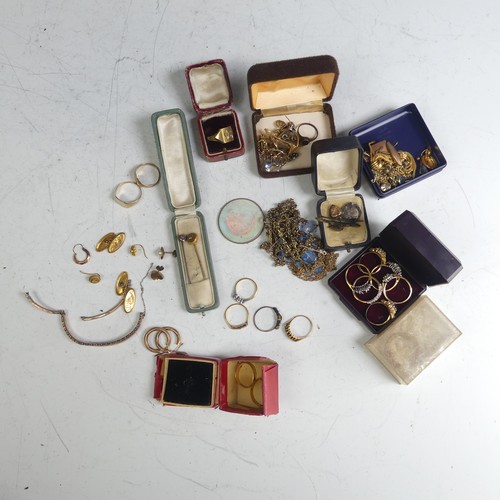 404 - A quantity of Jewellery and Costume Jewellery, including two 22ct gold bands 4.2g,v three 9ct gold s... 