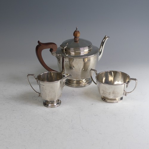 193 - A George V silver three piece Tea Set, by Mappin & Webb, hallmarked Birmingham 1929, of rounded ... 