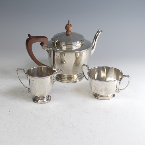 193 - A George V silver three piece Tea Set, by Mappin & Webb, hallmarked Birmingham 1929, of rounded ... 