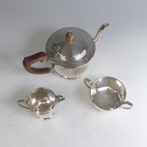 193 - A George V silver three piece Tea Set, by Mappin & Webb, hallmarked Birmingham 1929, of rounded ... 