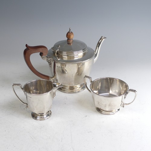 193 - A George V silver three piece Tea Set, by Mappin & Webb, hallmarked Birmingham 1929, of rounded ... 