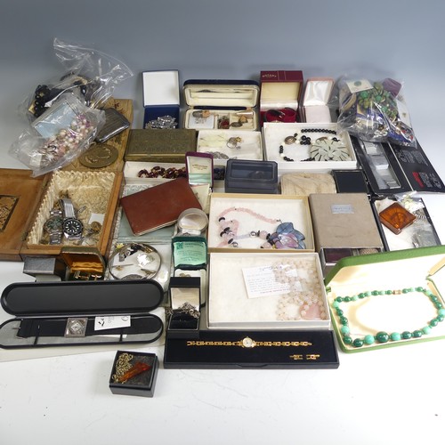 409 - A quantity of vintage and later Costume Jewellery, including Lee Sands Necklaces, silver and marcasi... 