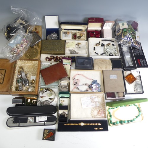 409 - A quantity of vintage and later Costume Jewellery, including Lee Sands Necklaces, silver and marcasi... 