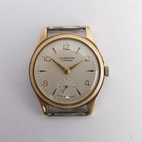 242 - A 9ct yellow gold Benson Wristwatch, the signed silvered dial with alternate Arabic Numerals and bat... 