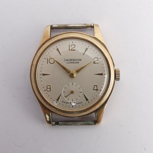 242 - A 9ct yellow gold Benson Wristwatch, the signed silvered dial with alternate Arabic Numerals and bat... 