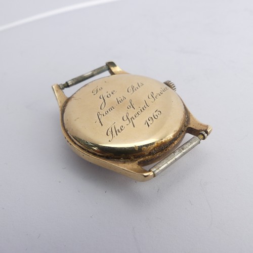 242 - A 9ct yellow gold Benson Wristwatch, the signed silvered dial with alternate Arabic Numerals and bat... 