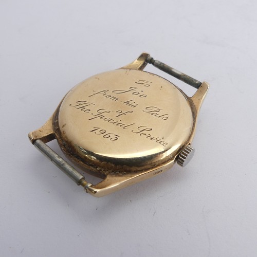 242 - A 9ct yellow gold Benson Wristwatch, the signed silvered dial with alternate Arabic Numerals and bat... 