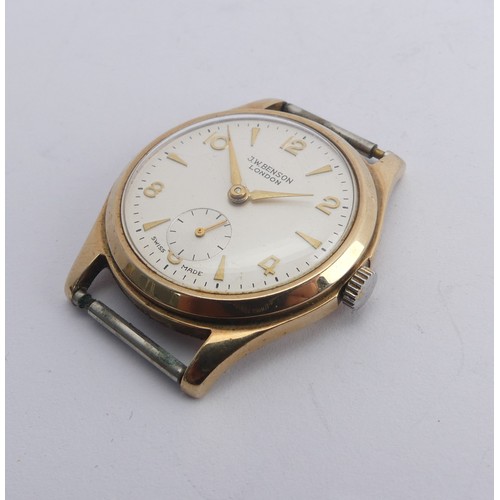 242 - A 9ct yellow gold Benson Wristwatch, the signed silvered dial with alternate Arabic Numerals and bat... 