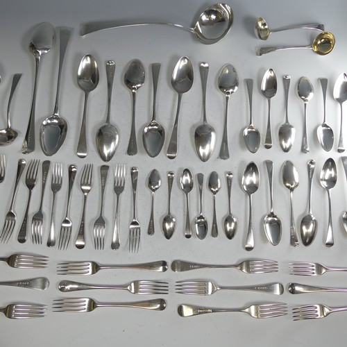 198 - A matched part canteen of George III silver Flatware, all Old English pattern, by George Smith (III)... 