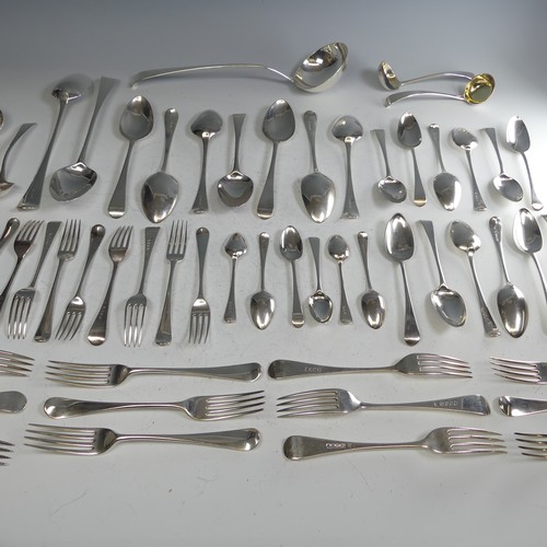 198 - A matched part canteen of George III silver Flatware, all Old English pattern, by George Smith (III)... 