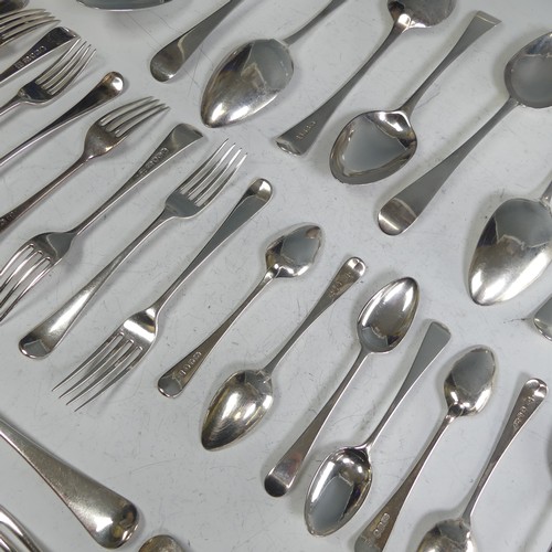 198 - A matched part canteen of George III silver Flatware, all Old English pattern, by George Smith (III)... 