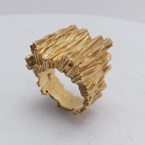 267 - A 14ct yellow gold Ring, with textured bark design, Size M½, 11.8g.