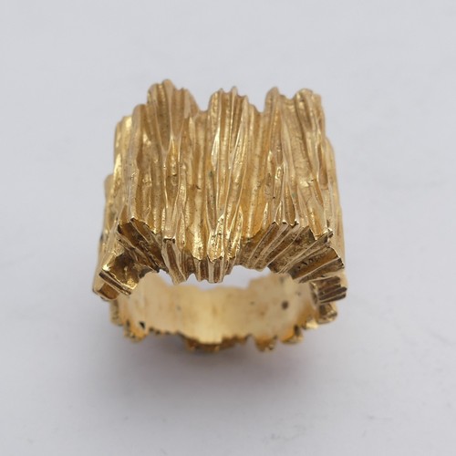 267 - A 14ct yellow gold Ring, with textured bark design, Size M½, 11.8g.