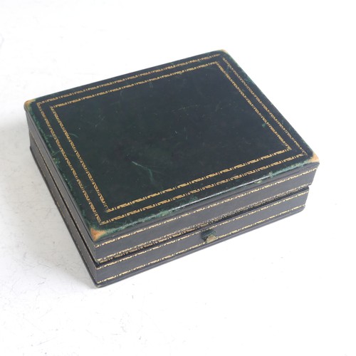 415 - Giuliano; A rectangular gilt tooled green leather Presentation Case, the silk lined lid marked 'C &a... 