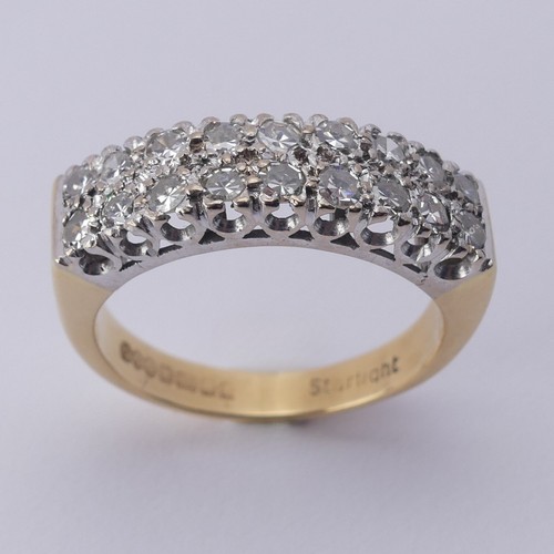 271 - A diamond Ring, the front set with two rows of nine small circular diamonds, all mounted in 18ct yel... 