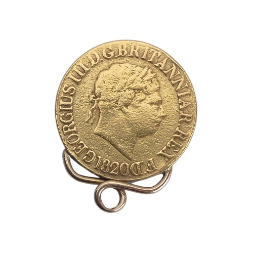 534 - A George III gold Sovereign, dated 1820, with soldered mount, total weight 8.4g.