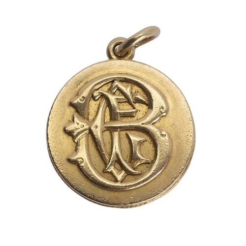 535 - An 18ct yellow gold Locket, one side with applied monogram, the other with applied George III spade ... 