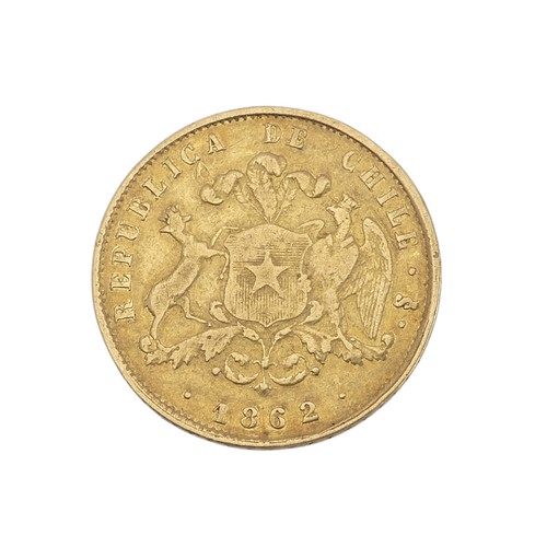 486 - A Chile Republic 5 Pesos gold (900) Coin, dated 1862, 7.6g.