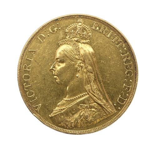 487 - A Victorian gold £5 (five pounds) Coin, dated 1887.