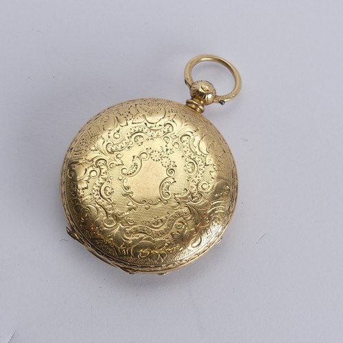 239 - A Victorian 18ct gold Fob Watch, the gilt dial with Roman Numerals, 18ct gold cuvette, caseback hall... 