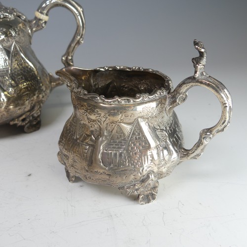 100 - A Victorian silver three piece Tea Set, by Robert Harper, hallmarked London, 1879, of circular form ... 