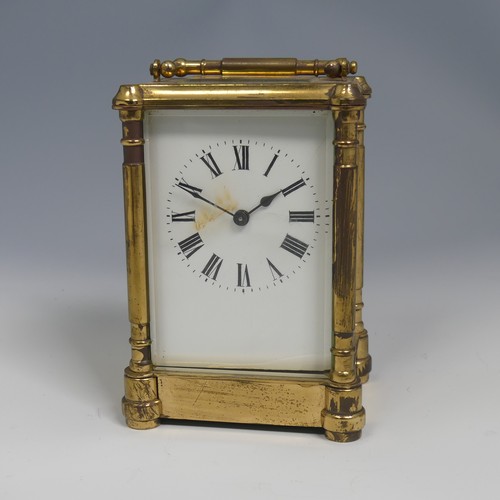 376 - A 20th century French brass carriage Clock, H 14 cm.