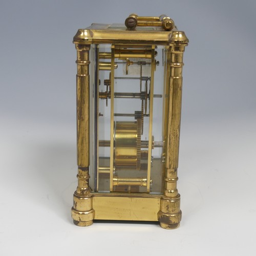 376 - A 20th century French brass carriage Clock, H 14 cm.