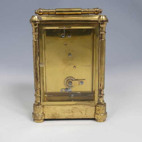 376 - A 20th century French brass carriage Clock, H 14 cm.