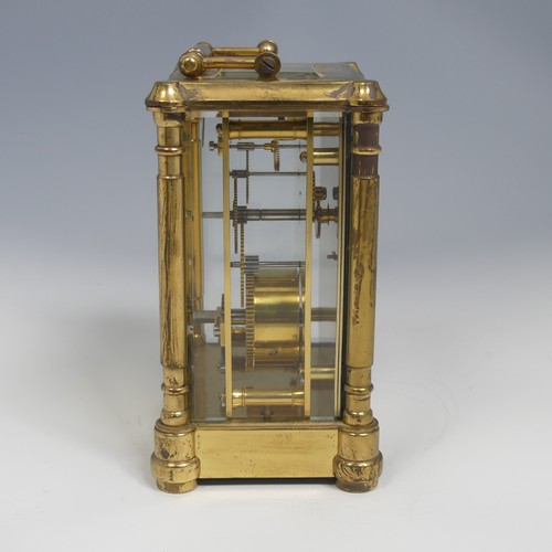 376 - A 20th century French brass carriage Clock, H 14 cm.