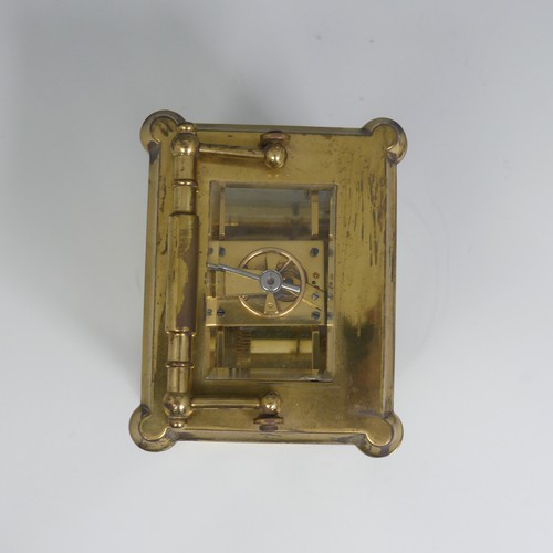 376 - A 20th century French brass carriage Clock, H 14 cm.